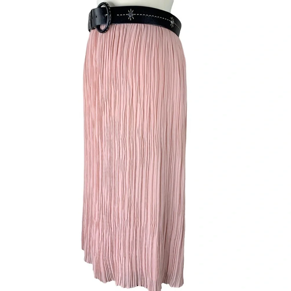 Vintage Dusty Rose Pleated Lined Maxi Skirt Size Petite Quality Fabric Read